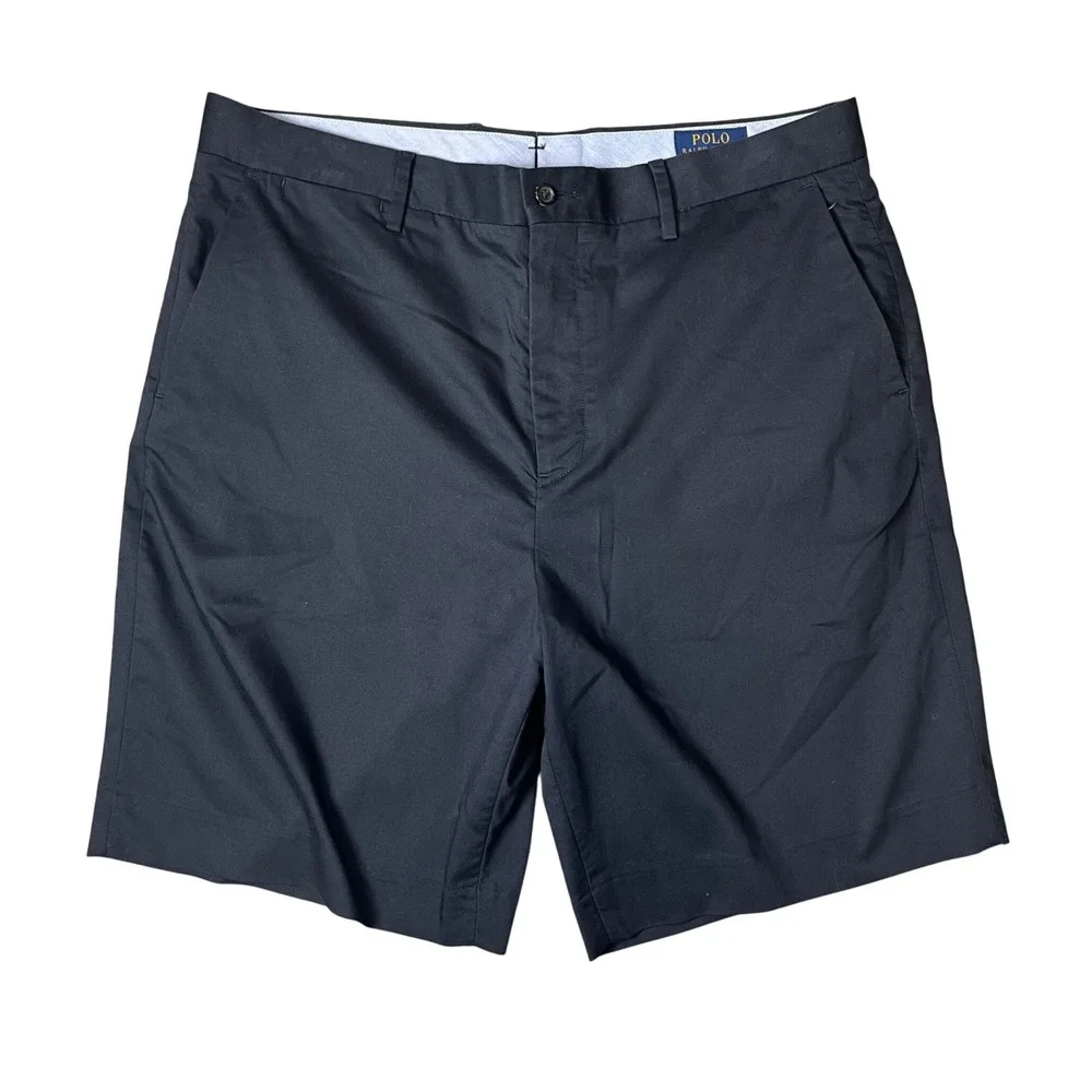 Polo Ralph Lauren Chino Shorts Mens 36 Navy Blue Stretch Classic Fit Flat Front